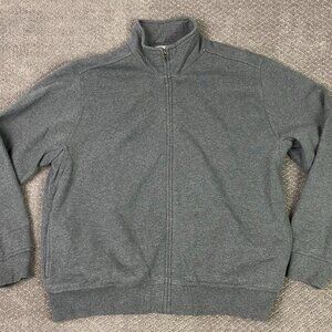 LL Bean Katahdin Iron Works Full Zip Sherpa Sweatshirt Jacket Men's Medium Gray